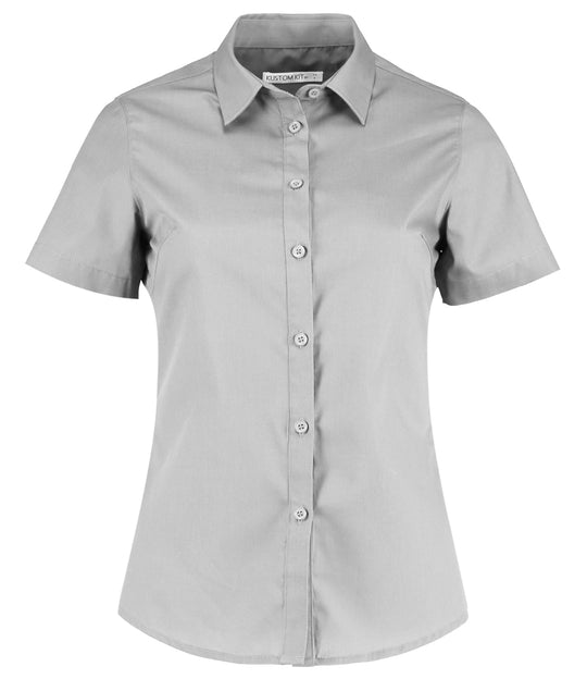 Ladies Short Sleeve Tailored Poplin Shirt - KUSTOM KIT K241